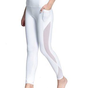 White Yoga Leggings with Side Mesh and Pockets NWT